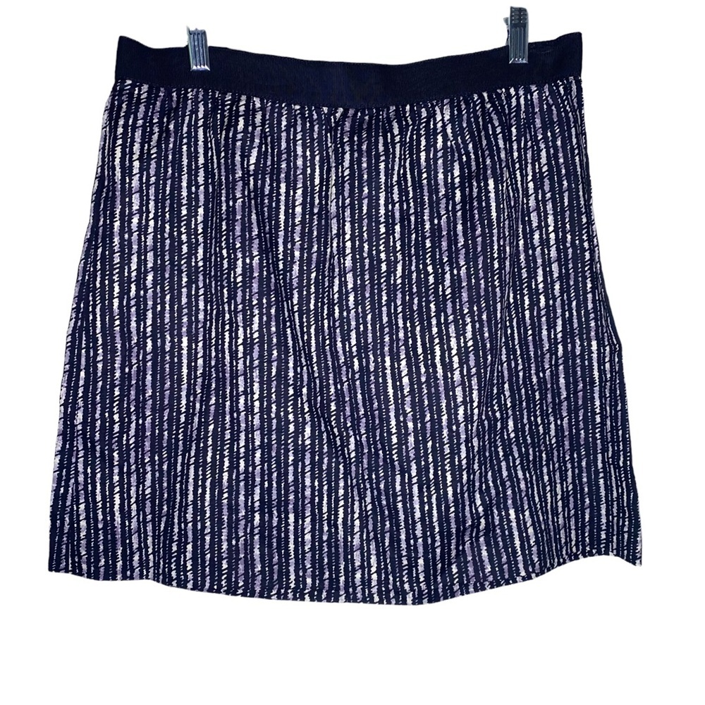 Ann Taylor LOFT Skirt Women Size 12 Navy and White Linen Blend *